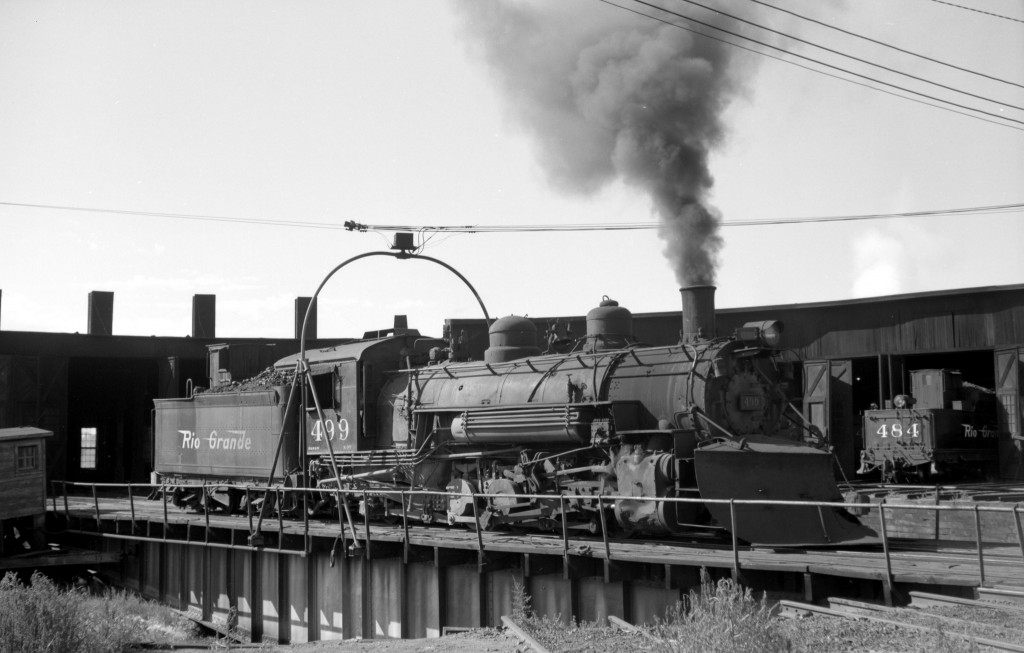 DRGW 499 at Alamosa Roundhouse 14-08-1962