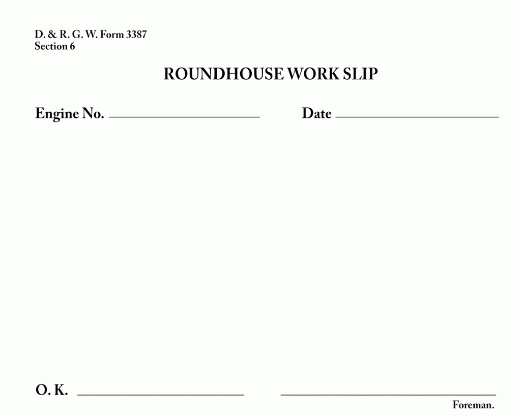 Roundhouse Work Slip Form